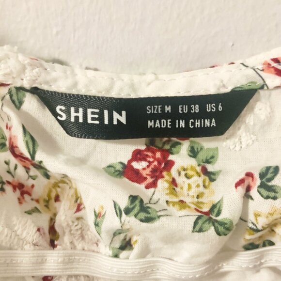 Floral Crop Top Lace-Trim Tie-Front Cami White Boho Summer Tank - Picture 3 of 6